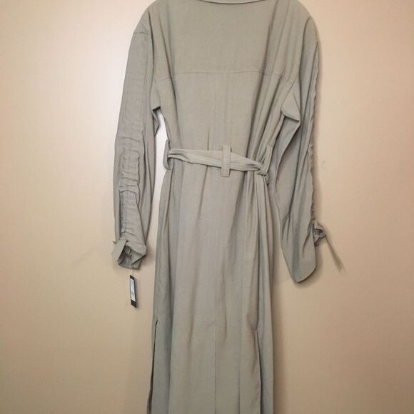 Rachel Roy Brown Tan Cinched Sleeve Trench Coat M - Picture 6 of 8